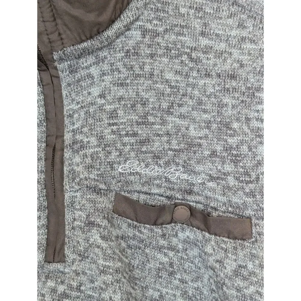 Eddie Bauer Fleece Pullover Sweater Adult Large Blue Quarter Zip Knit Mens